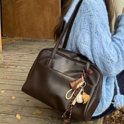 Shoulder Bag Women Vintage Underarm Bag Fashion Tote Bag Large Capacity Suitable For Work, School, Commuting, No Accessories Included