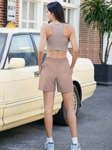 2 Pack Women's 5" Running Shorts, Lightweight Quick Dry Athletic Shorts With Pockets For Gym & Workout - Dark-light Cinnamon - View 5