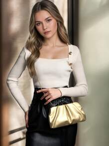 Dancing Engine 钱包和手提包 奢华设计师单肩包 PU 皮革晚装手拿包 钱包 女士包