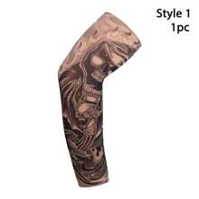 1pc New Flower Arm Tattoo Sleeves Seamless Outdoor Riding Sunscreen Arm Sleeves Sun Uv Protection Arm Warmers For Men Women - Multicolor - View 10