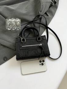 Fashionable And Versatile Solid Color Handbag For Daily Commute - Black - View 3