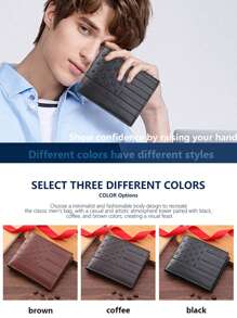 1-3 件/套男士 PU 皮革短钱包，时尚三色可选软钱包钱包，黑色钱包，压花星星工艺，大容量多卡槽，可存储大额纸币，简易硬币袋，信用卡银行卡身份证照片槽，商务休闲风格，男士生日或伴侣的理想礼物，男女皆宜的时尚风格大容量多卡槽，商务休闲风格，生日礼物，毕业礼物，父亲节礼物