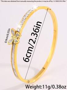 1 件轻奢优雅不锈钢贝壳锆石手链经典款式适合日常佩戴斋月礼物