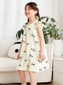 Bộ đồ ngủ cho bé gái, váy ngủ thoáng khí dễ thương cho bé - tông màu trắng xám - Xem 2
