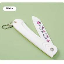 Sanrio 1 pezzo Coltello da frutta piegabile in ceramica Sanrio, Kawaii, anime e cartoni animati, elegante, da viaggio, uso domestico, sbucciatore, regalo