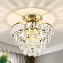 Light Luxury Crystal Chandelier, Ceiling Light, Loft Light, Candelabra Chandelier, Semi-Recessed Small Ceiling Pendant, E26 Socket, Suitable For Bedrooms, Bathrooms, Wardrobes, Living Rooms, Hallways, Entryways, And Kitchens In A Country Style (Bulb Not Included) - Crystal Ceiling Chandelier - View 2