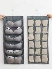 1pc Dual Sided Closet Hanging Organizer With Mesh Pockets, 6+18 Pockets, Dual Sided Hanging Pockets, Wardrobe Storage Bags, Oxford Cloth Space Saving Storage Bag For Bra Underwear Underpants Socks Reversible Underwear StorageHanging StorageHanging Bag, Socks, Underwear Storage, Home Wall, Wardrobe, Bra Storage