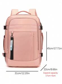 1 pieza Mochila de viaje de moda con diseño de correa para equipaje. Se puede aumentar la capacidad y abrir por completo. Bolsa de trabajo minimalista y portátil con múltiples compartimentos. Mochila escolar personalizada
