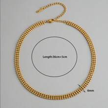 1pc Fashionable Retro Three Row Bead Necklace Collarbone Chain Women's Daily Decoration - Yellow Gold - View 5