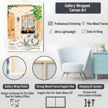 1pc Framed Canvas Poster Cute House, Summer Chic Wall Art Canvas Paintings Ideal Gift For Bedroom Living Room Corridor Wall IcArt Wall Decor Room Decoration
