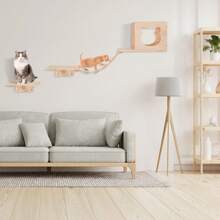 Cat Climbing Wall Wall Scratching Post Wall Scratching Board Cat Cave Column Cat Shelf Cat Stairs Cat Furniture - gỗ - Xem 3