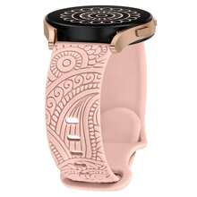 Flower Engraved Bands Compatible With Samsung Galaxy Watch 7/ FE/ 6/5/ 4/ Active 2 40mm 44mm/ 5 Pro 45mm/ Watch 6/4 Classic 43mm 47mm 42mm 46mm,20mm Cute Flower Soft Silicone Sport Strap Replacement Watch Bands For Women - Watch4/5/6/7-20mm - View 19