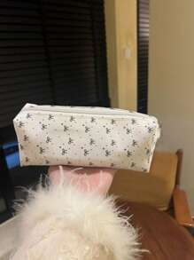 1 Stück süße Kosmetik- & Stifteaufbewahrung mit großem Fassungsvermögen, Schleife Dekor Federmäppchen Rückkehr zur Schule, Stifteetui, Schultasche