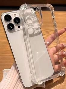 1 pieza Funda de teléfono transparente con borde completo antideslizante y antigolpes, compatible con iPhone 11/12/13/14/15/16 Pro Max