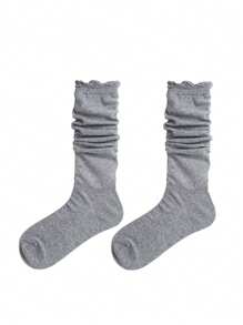 1 Pair/3 Pairs Summer Versatile Bubble Cuff Knee High Socks, Breathable Women Tall Socks, Y2k