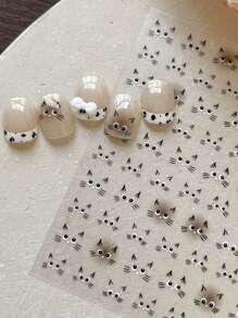 1 pieza Calcomanía de arte de uñas de gato plano, ojo grande Kawaii, calcomanía autoadhesiva para decoración de uñas