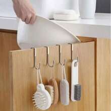 2/1pc Stainless Steel Over-The-Door Drawer Cabinet Hooks - Double S-Shaped Holder For Towels, Clothes, And Sundries - Free Punching - Organize Space Effortlessly