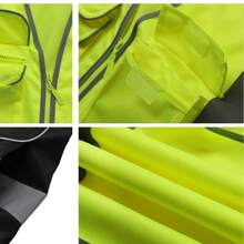 High-Visibility Reflective Vest - Multiple Pockets, Unisex, Lightweight & Breathable (No Overheating) - Ideal For Outdoor Cycling/Construction/Sanitation - ANSI/ISEA Compliant
