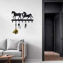 CIFbuy 1 件双马壁钩 - 多功能金属钥匙扣和多用途衣架，可挂外套、帽子和包包 - 非常适合客厅、走廊和办公室 - 黑色 - 查看 8