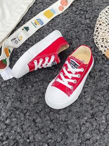 OPOEE White Cloth Shoes Baby White Shoes Middle Sneakers Children's Canvas Shoes Spring And Autumn Korean Version Simple Boy And Girl Shoes Fashion Low-Top Casual Lace-Up Track Shoes Classic Low-Top Canvas Shoes All Casual Sports Skateboard Children's Shoes