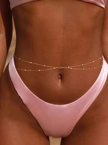 可调节珠子分层腰链身体首饰，适合女性日常佩戴，性感时尚腰链 - 彩色 - 查看 4