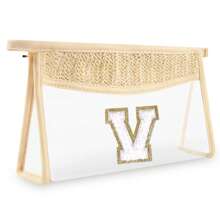 Túi đựng đồ trang điểm hình chữ cái đầu nhỏ Boho Straw Quà tặng cá nhân, Túi đựng đồ trang điểm bằng vải nhung trong suốt dễ thương có khóa kéo, Túi đựng đồ vệ sinh cá nhân du lịch được TSA chấp thuận, Quà tặng cho phụ nữ, bạn bè sinh nhật, chữ cái A~Z, Thích hợp cho phòng tắm nghỉ dưỡng công sở có chữ cái lông mềm mại - trắng - Xem 15