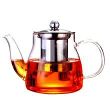 1 件套高硼硅玻璃茶壶，带不锈钢茶壶，中国传统功夫茶冲泡杯，透明玻璃茶壶，带可拆卸不锈钢滤网，玻璃茶壶，用于泡花茶和散叶茶，透明茶壶，适用于散叶茶，无图案玻璃茶壶，重返校园