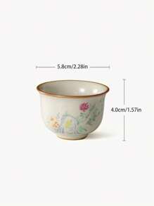 1pc/4pcs/8pcs Ru Kiln Floral Design Tea Cups, Teacups, Ceramic Teacup Sets For Home Gongfu Tea Brewing - Multicolor - View 9