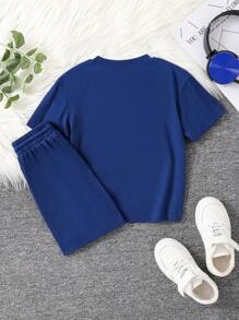 Tween Boys Graphic Print Crew Neck Short Sleeve T-Shirt And Shorts Set