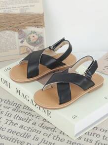 1 Pair New Girls Casual Sandals And Boys Beach Shoes, Fashion Soft Bottom Summer Shoes For Toddler/Little Kids - Black - View 2