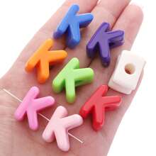 10pcs Letter 3D Beads -Random Color Mixing Of Number Beads, English Letter Beads- Used For Jewelry Creative DIY Make, Such As Bag Chains, Waist Chains,Phone Chains Accessories