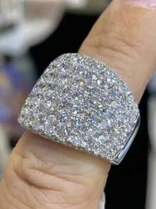 1 件经典方晶锆石戒指，适合女士，适合情人节礼物，结婚周年纪念派对珠宝 - 1# - 查看 11