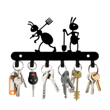 1pc [Hot Selling] Two Ants Metal Decorative Key Hook, Key Holder Rack, Door Back Wall Garage Key Hook Decor, Hanging Hook Decor, Wall Decor, Suitable For Coat, Hat, Towel, Kitchen, Bathroom, Entryway For Umbrella, Raincoat, Bag, Easy Installation