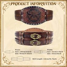 1 Stück braun PU mittelalterliche Renaissance Ritter Krieger Wikinger Stil Kostüm, geeignet für Festivals, LARP Veranstaltungen, Bühnenauftritte, Alltagskleidung. Mit geprägtem breitem Ledergürtel im klassischen europäischen Vintage Ritter/Jäger Stil