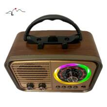 Radio retro vintage fm am usb sd bateria bluetooth Luminária Rgb ka-5583 - bordô - Visão 6