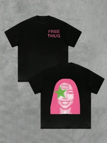 220g 100% Cotton Men 1Pcs Casual Comfortable Double Sided Digital Printed T Shirt With Free Pop Art Style