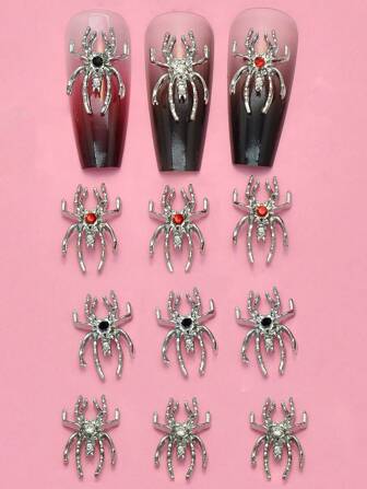 Juego de 0 piezas de nuevos accesorios de arte de uñas de araña en estilo oscuro, decoraciones de uñas de araña de aleación hueca de celebridad de internet