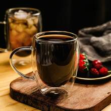 1 Cái Tên Tùy Chỉnh, Tùy Chỉnh Cá Nhân, Cốc Thủy Tinh Chịu Nhiệt Hai Lớp Chịu Nhiệt Có Nắp Quai Cầm, Cốc Nước Cách Nhiệt, Cốc, Cốc Nước Ép Sữa Cà Phê - trong suốt - Xem 3