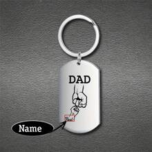 1pc Celebrate Father's Day Mother's Day With A Customized Stainless Steel Keychain (Title Can Be Changed) Engraved With Your Family's Name Or Any Text, Polished Military Pendant Key Necklace, Affordable Gift.