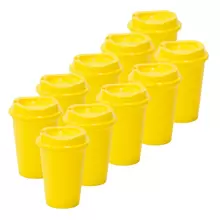 Paquete 10 Vasos Reusables Cafeteros Tipo Star 12 Oz Bebida Caliente - Amarillo verano - Ver 2