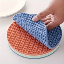1/4 Pcs Round Honeycomb Silicone Placemat Insulation Pad, Anti Slip Pot Holder, Easy To Clean And High-Temperature Resistant Table Mat, Desktop Protection, Protection From Heat Damage To Cooking Utensils, Easy To Clean - Multifunctional Kitchen Accessory, Home Kitchen Table Decoration