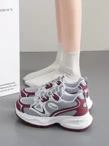 Sportschuhe für Frauen mit dicker Sohle und Plateau, im Ins-Stil, schlankend, rutschfest, leicht, atmungsaktives Mesh, Lässig Laufschuhe, für Frühling/Herbst