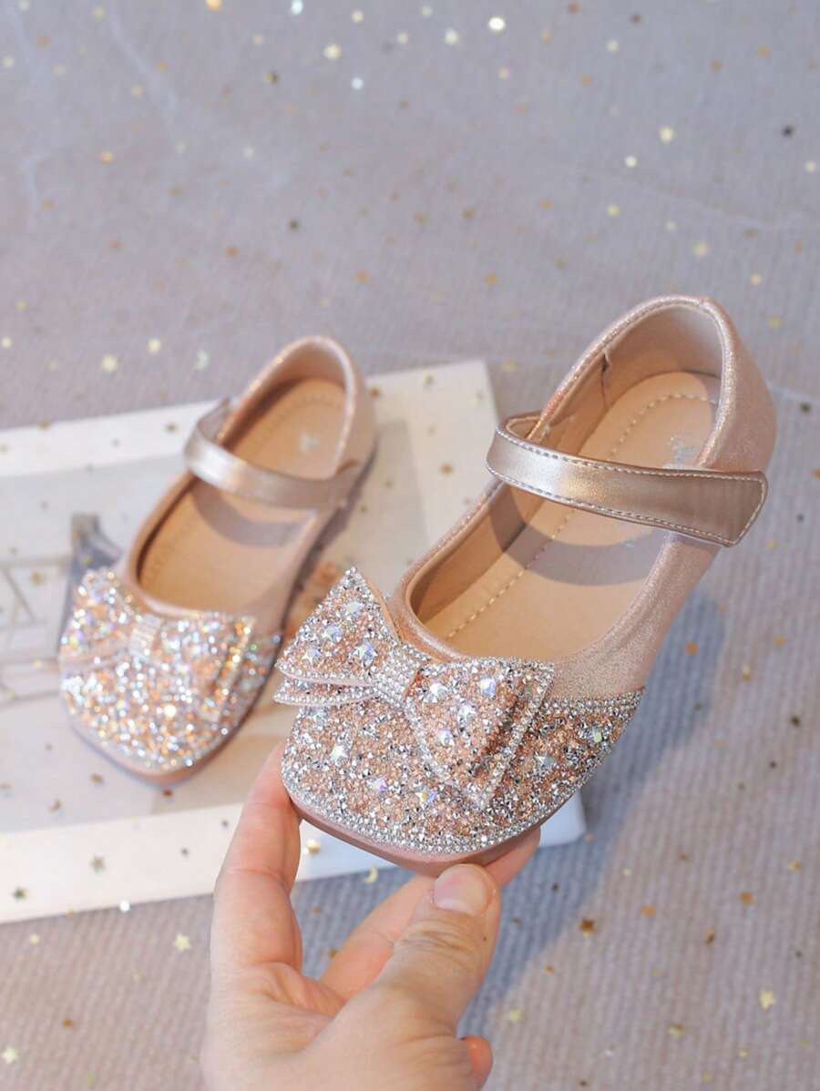 1 Pair Pink Children Flat Shoes, Girls Hook And Loop Bowknot Cute Versatile Casual Sandals, Fairy Style Outdoor Kids Shoes For Summer