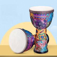 8-Inch African Hand Drum,Djembe Drum,Colorful Percussion Instrument For Professional Performance, Lightweight Design,Vivid African Patterns,Suitable For Music And Entertainment - Multicolor - View 12