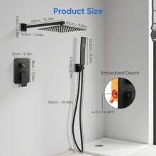 Black Concealed Shower System Set - Luxury Bathroom Rain Shower Combo With 10-Inch Head, Valve Body And Handheld Spray - Black - View 2