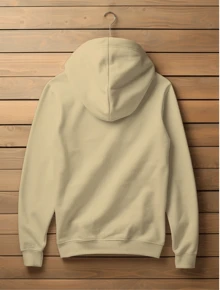 Plain Sweatshirt Blouse Without Kangaroo Print With Hood Cold Weather Coat - 卡其色 - 查看 4