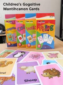 1set Kids Early Educational Cognitive Toys, English Flashcards Animals Transport Learning Cards, Fun Toddler Intelligence Cards