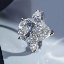 1pc S925 Silver 10 Carat Moissanite Love Ring For Vacation, Wedding And Party Suitable For Daily Wear, Suitable For Party, Date, Anniversary, Party, Birthday Gift - 10CT - View 1