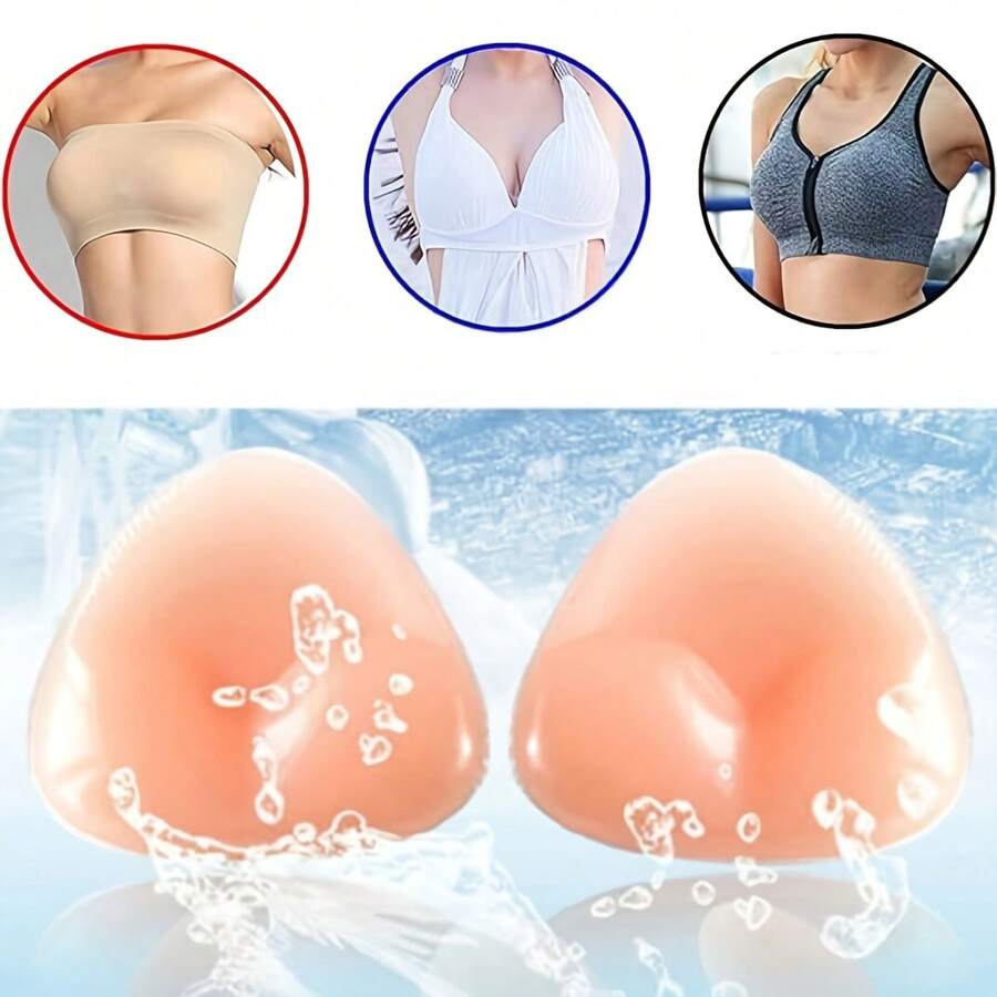 2pcs Invisible Self-Adhesive Thick Waterproof Silicone Bra Inserts & Breast Pads - Multicolor - View 1