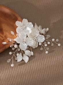1 Stück Haarspange für Frauen mit Acrylblume und Strass-Dekor in Pflaumenfarbe, elegantes Braut-Haarzubehör
